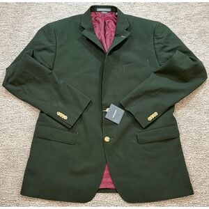 NWT Indochino Men's Sportcoat 46R Dark Green Made For You Wool Blazer Red Lined